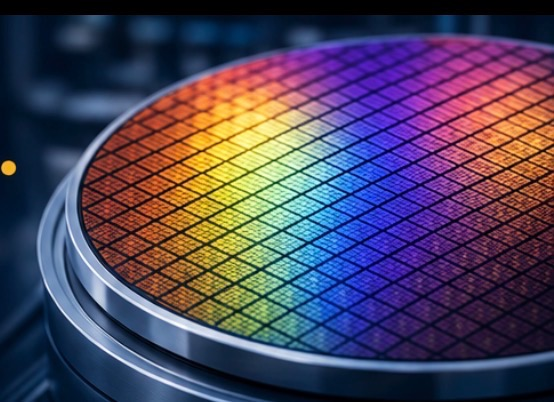 Silicon wafer patterned with FPGA dies